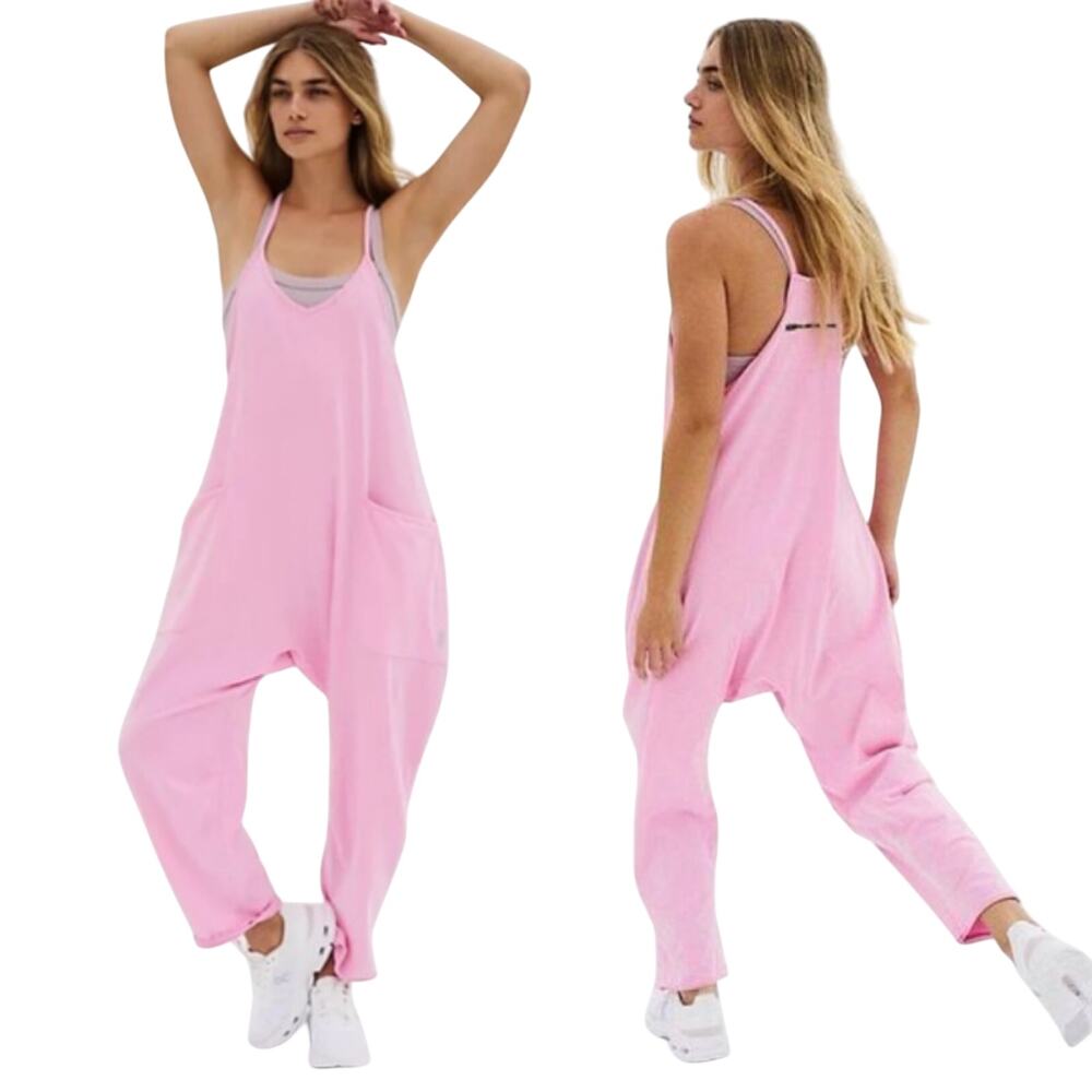 Free People Bubblegum Pink Relaxed Tank Jumpsuit